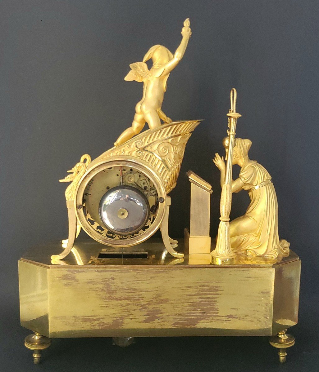 Gilt Bronze Mantel  Clock "the Oath Of Love" Or "the Art Of Loving" By Ovide Circa 1805-photo-2