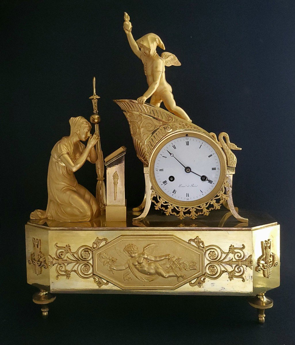 Gilt Bronze Mantel  Clock "the Oath Of Love" Or "the Art Of Loving" By Ovide Circa 1805