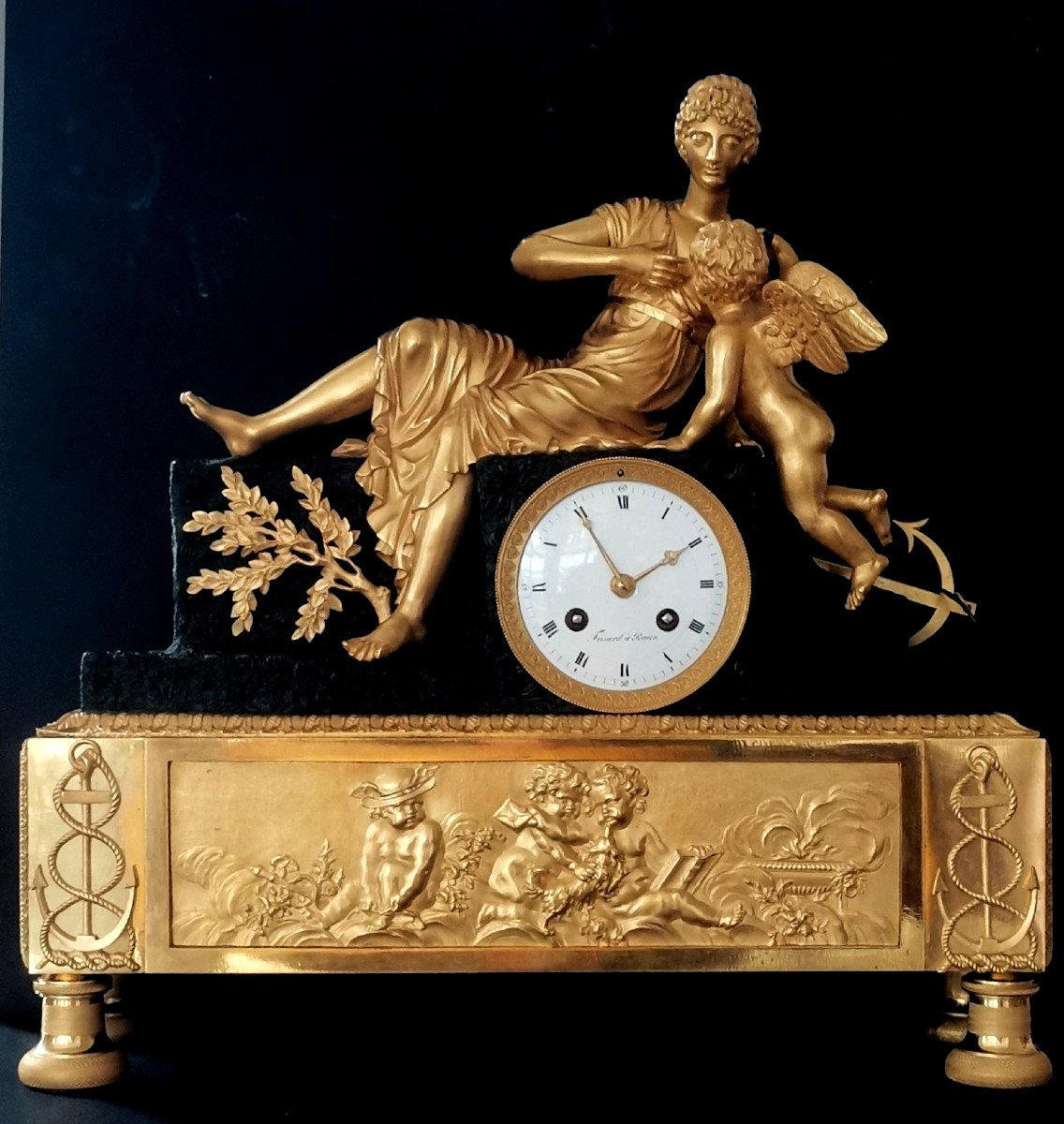 Early 19th Century Clock "the Nourishing Sea" Or Hope Nourishing Love" Reiche Model