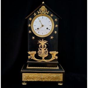 Architectural Clock In Marble And Gilded Bronze Late  XVIII Th Century