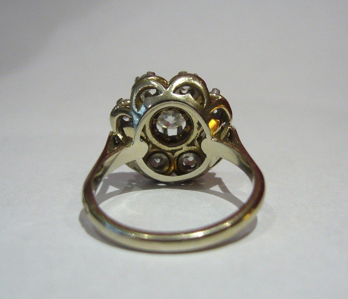 Platinum Gold And Diamond Flower Ring-photo-1