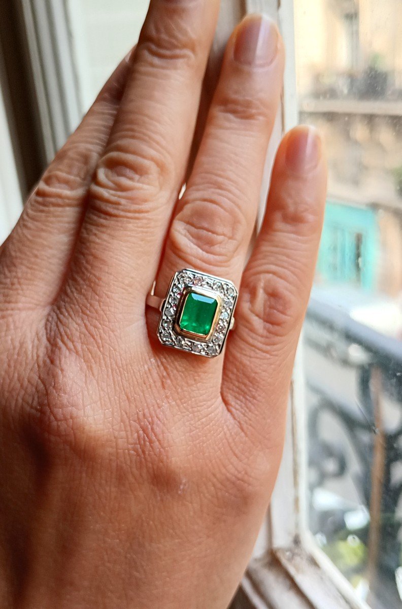 Art Deco Ring Set With An Emerald-photo-4