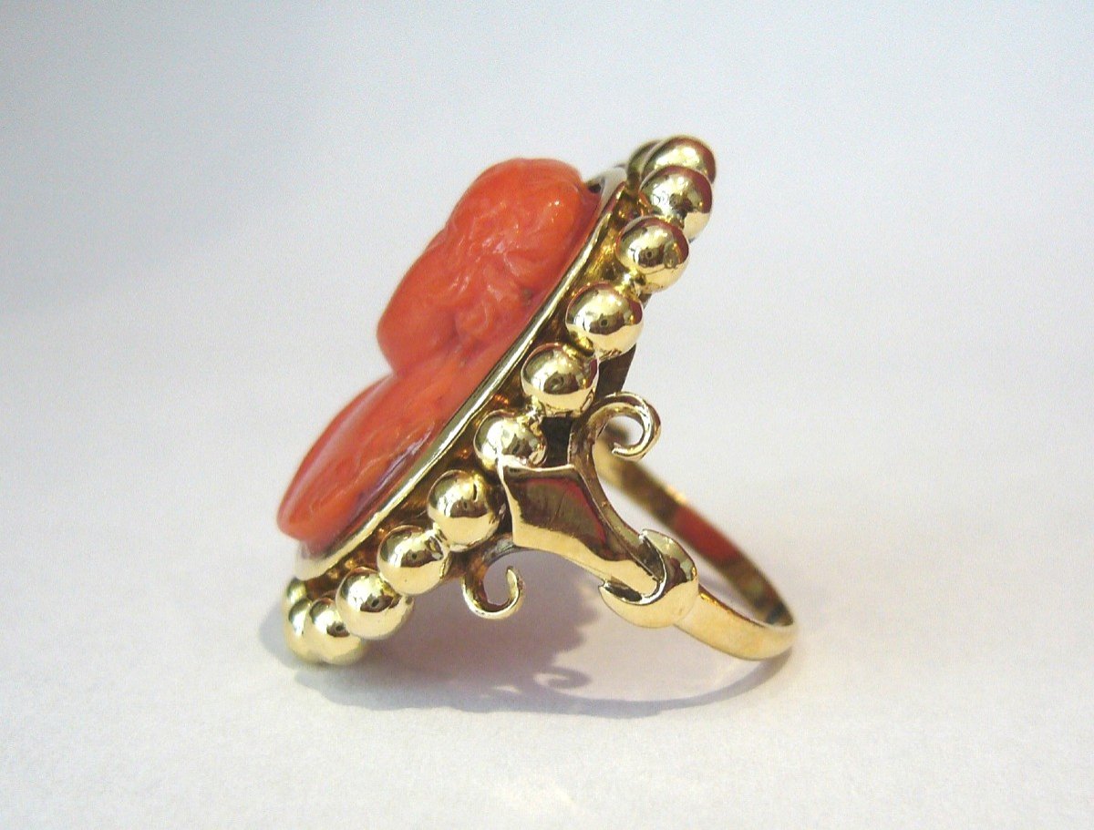 Gold Ring Set With A Coral Cameo-photo-4