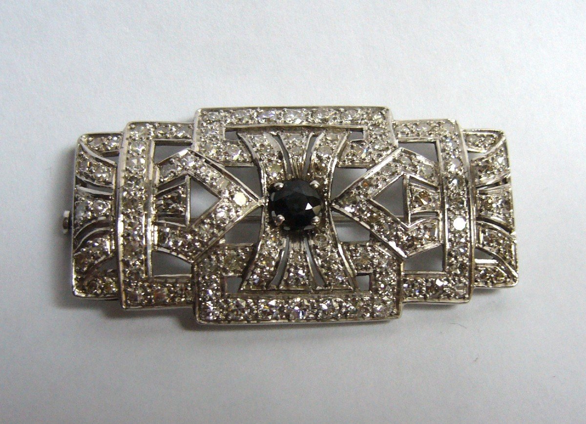 Platinum And Diamond Art Deco Brooch-photo-2