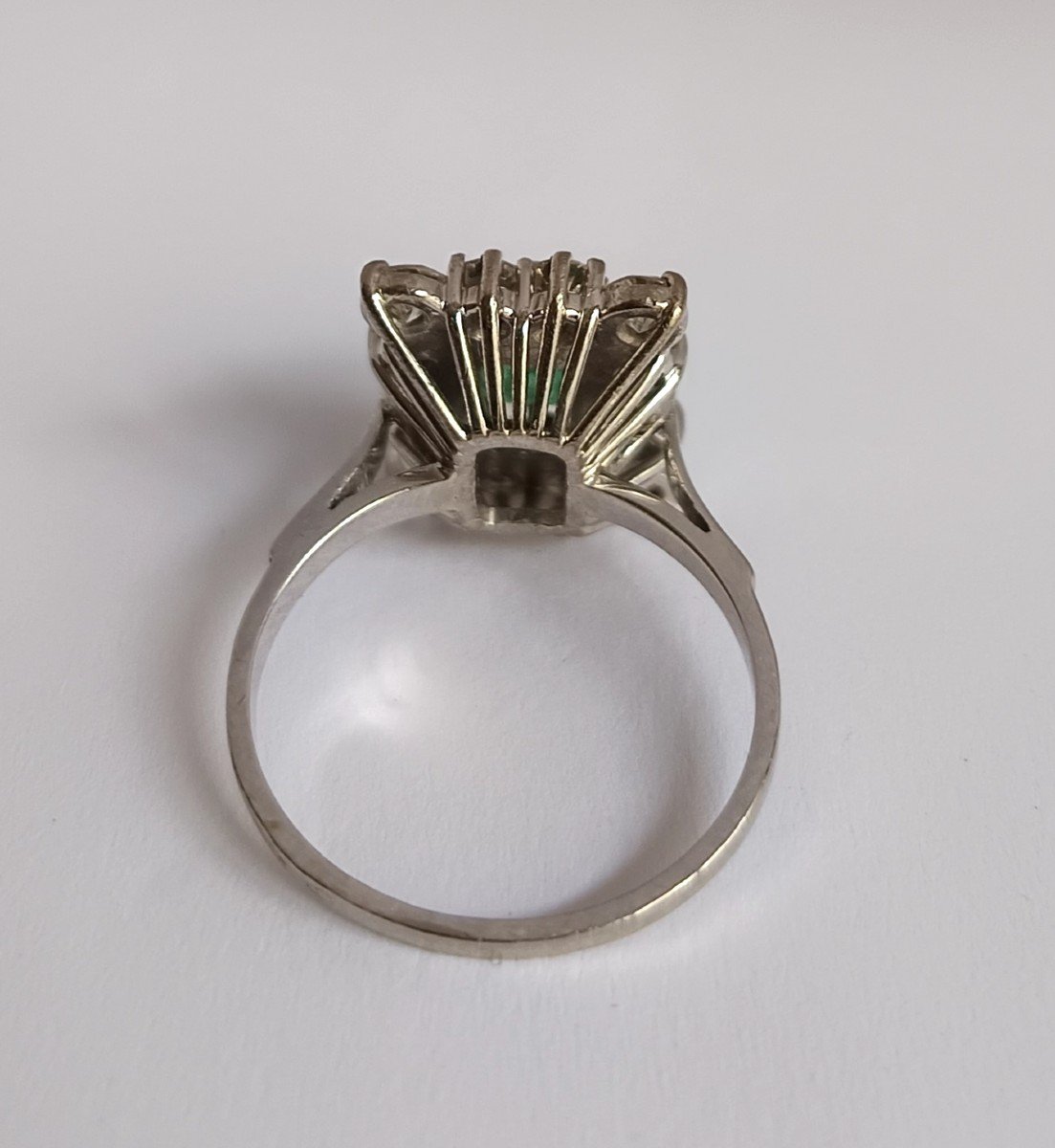 White Gold, Emerald And Diamond Ring-photo-1