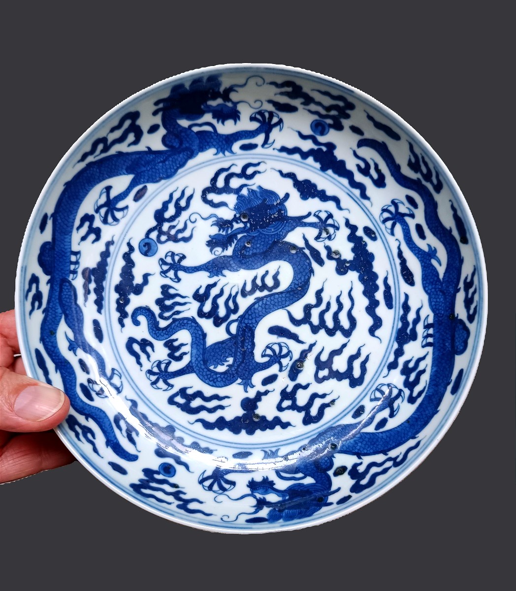 Chine - Coupe en porcelaine à décor de dragons-photo-2