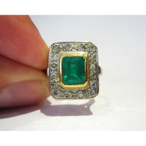 Art Deco Ring Set With An Emerald