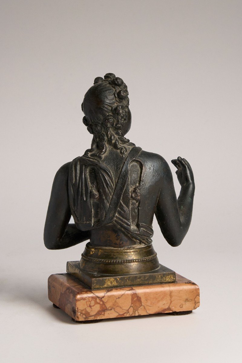 Bust Of Eros In Bronze With Excavation Patina - 19th Century-photo-3