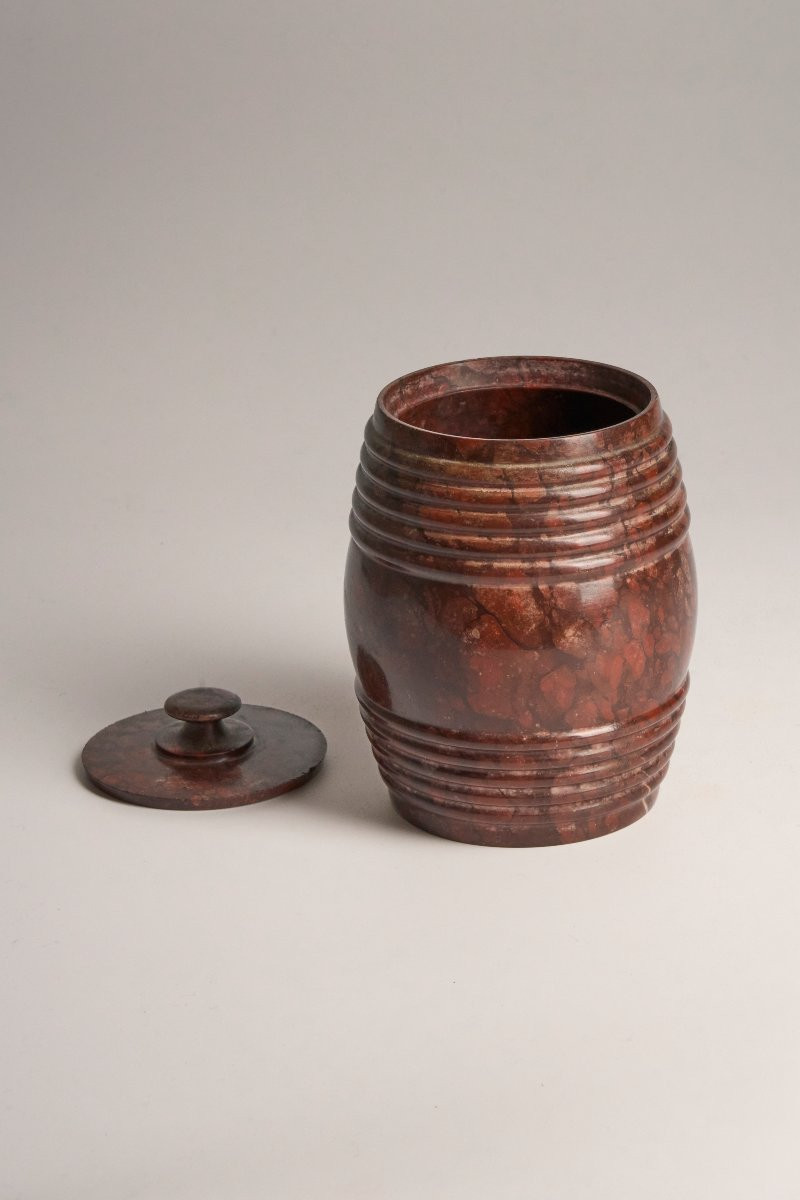 Tobacco Jar In Red Griotte Marble, Around 1900-photo-2