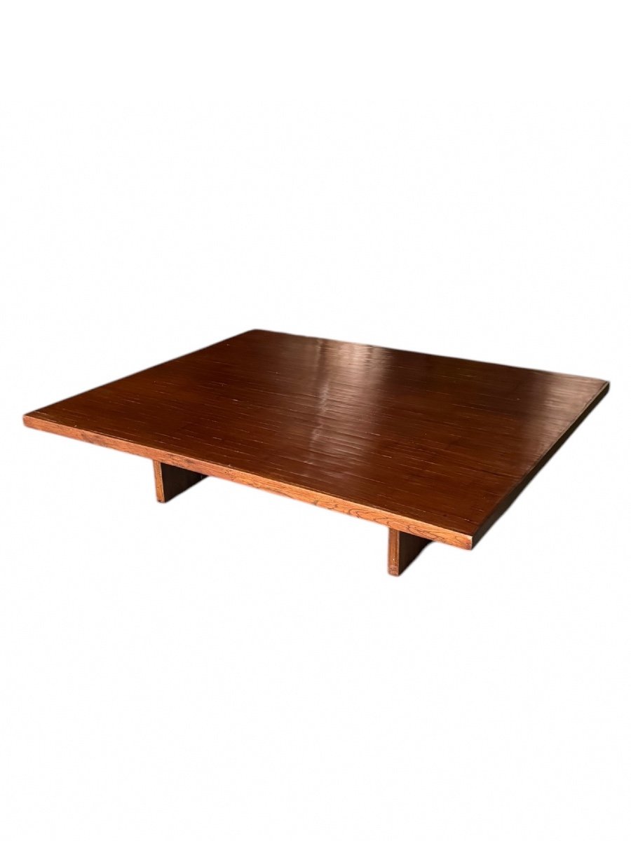 Large Vintage Bamboo Coffee Table -photo-3