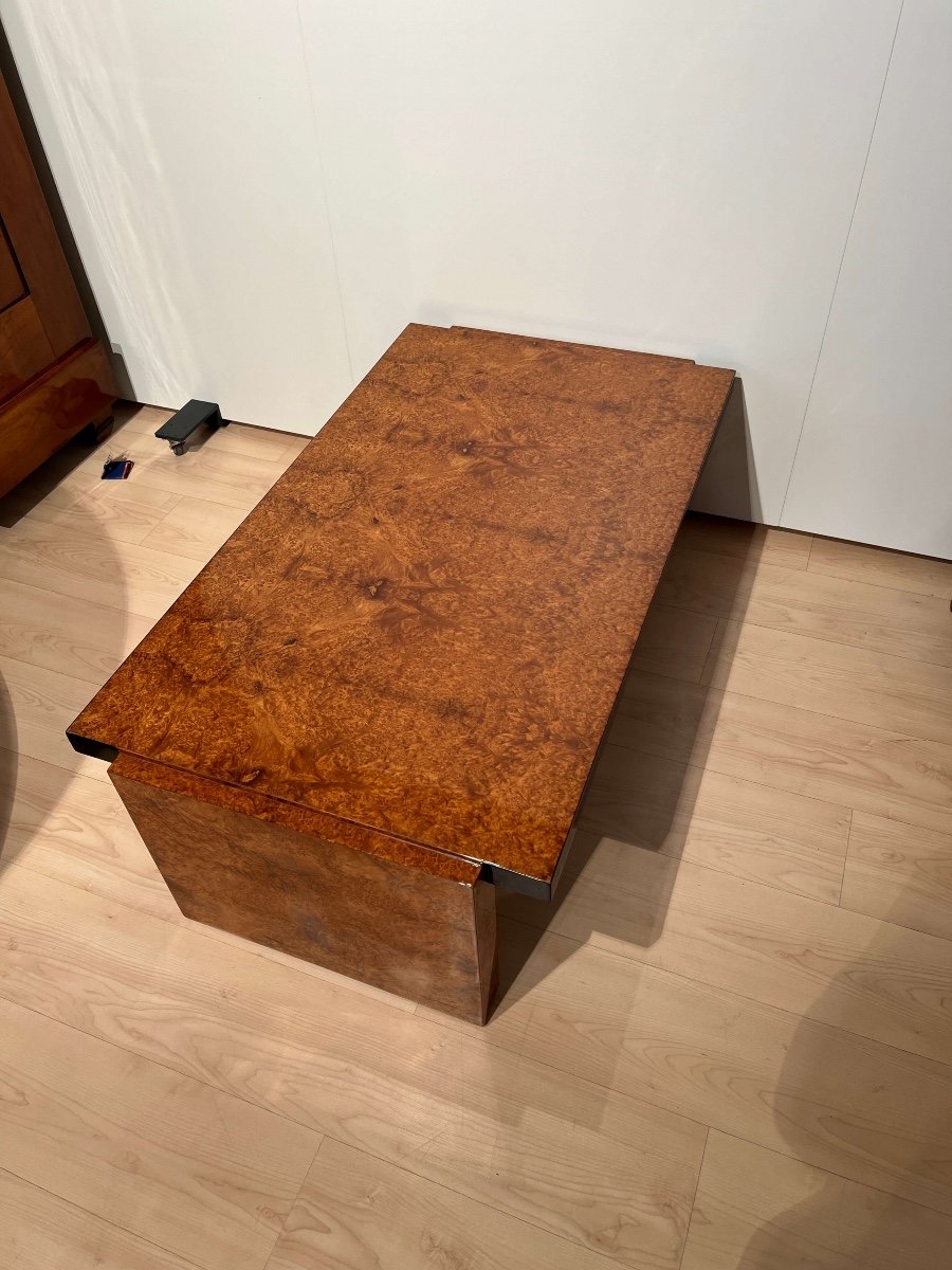 Art Deco Sofa Table, Amboyna Veneer, France Circa 1930-photo-3