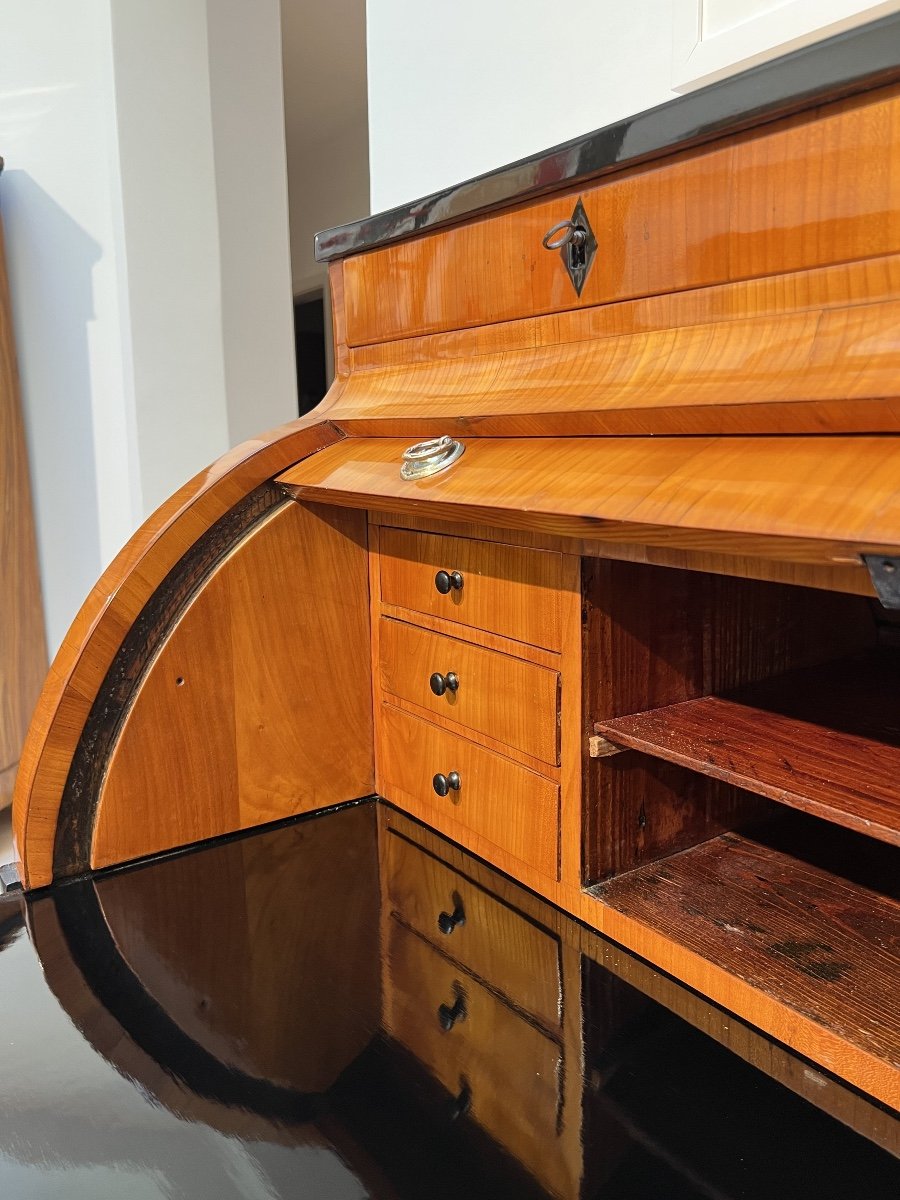 Biedermeier Roll-top Secretaire, Cherry Veneer, South Germany Circa 1820-photo-4