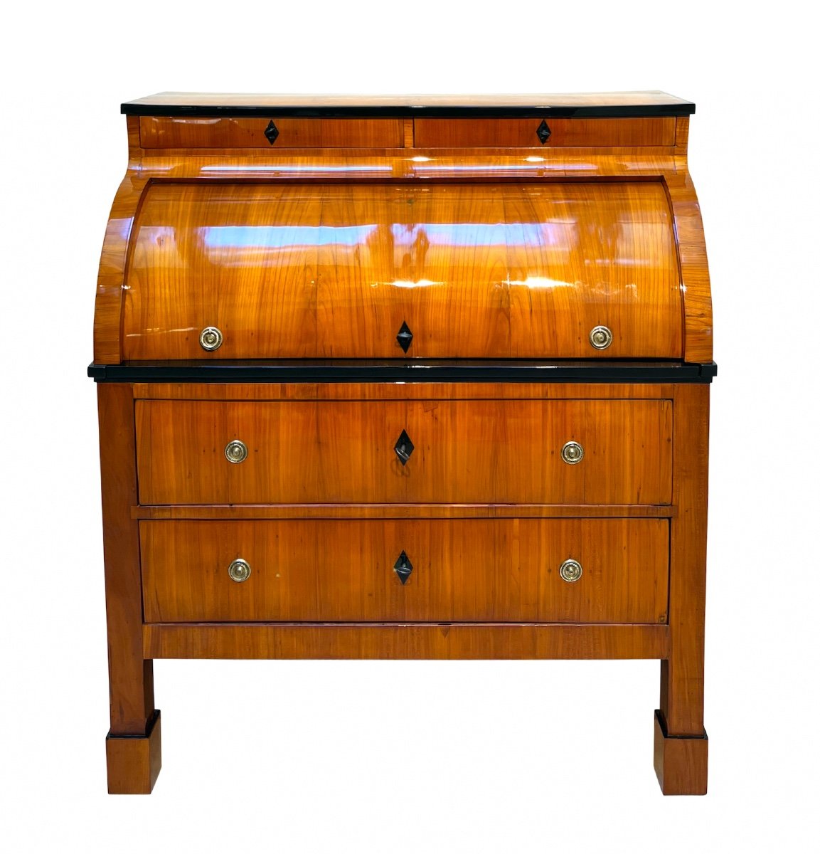 Biedermeier Roll-top Secretaire, Cherry Veneer, South Germany Circa 1820