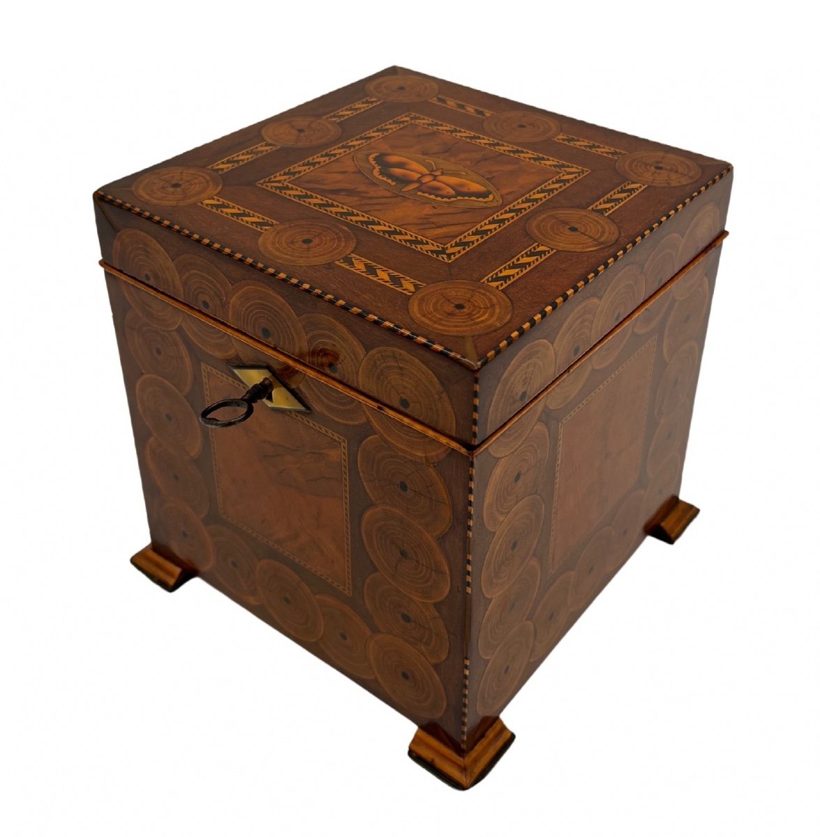 Proantic Biedermeier Cubic Box Walnut With Inlays Austria Circa 183 4601