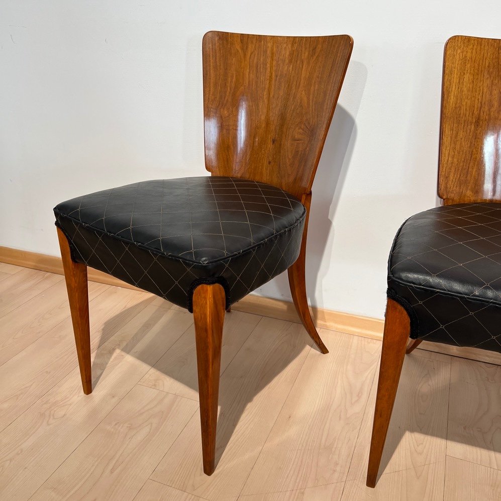 Pair Of Art Deco Chairs By J. Halabala, Walnut, Czechia Circa 1930-photo-2