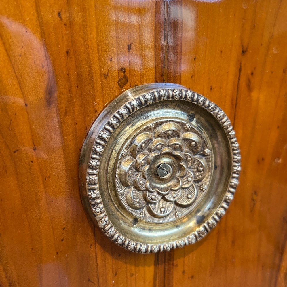 Biedermeier Bedside Table, Cherry Veneer And Brass, South Germany Circa 1820-photo-8