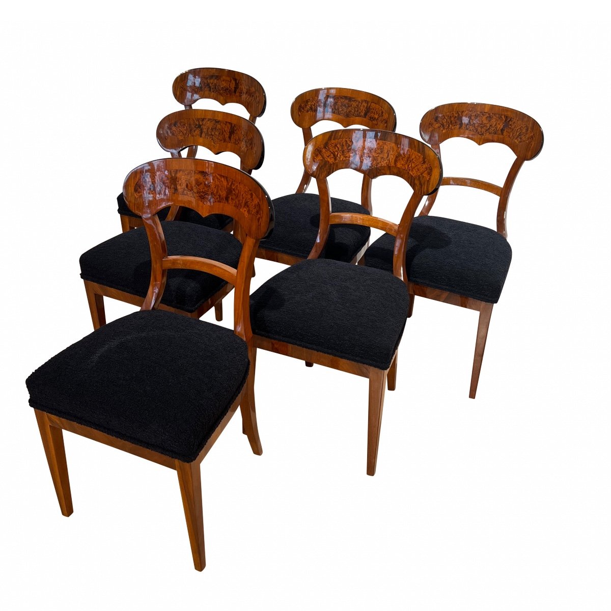 Set Of 6 Biedermeier Dining Chairs, Walnut, South Germany Circa 1845-photo-2