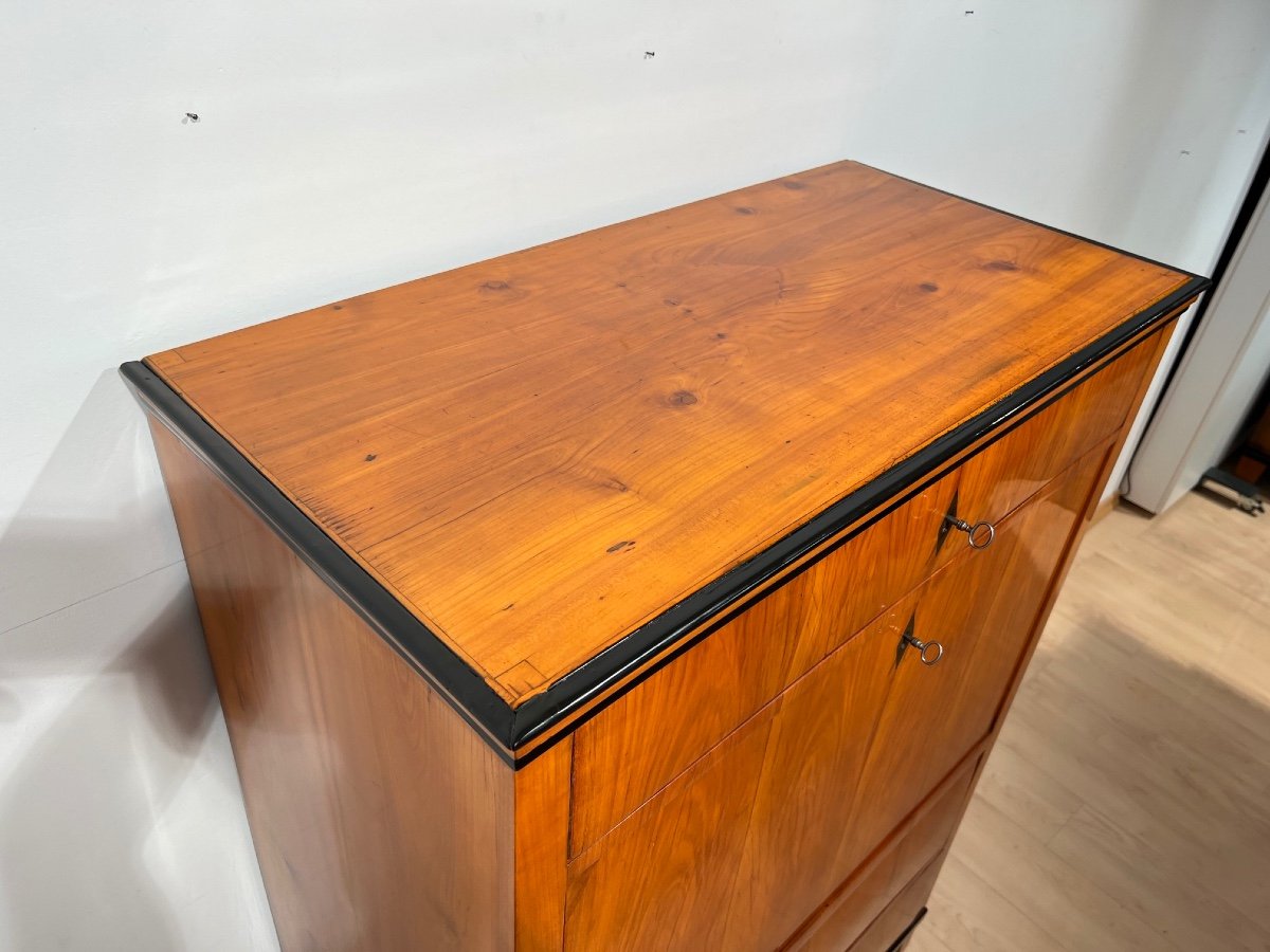 Biedermeier Secretaire, Cherry Veneer, Mahogany, South Germany Circa 1820-photo-7