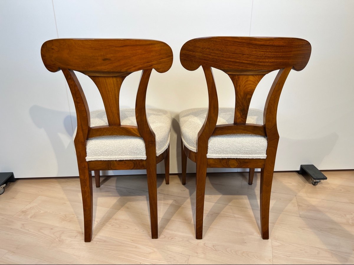 Pair Of Pelle Biedermeier Chairs, Walnut, Vienna Circa 1825-photo-3