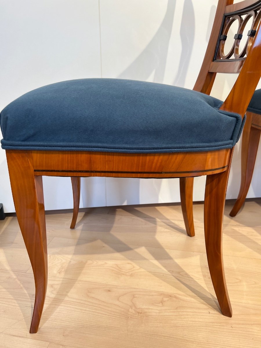 Pair Of Biedermeier Chairs, Cherry Veneer, South Germany Circa 1840-photo-4