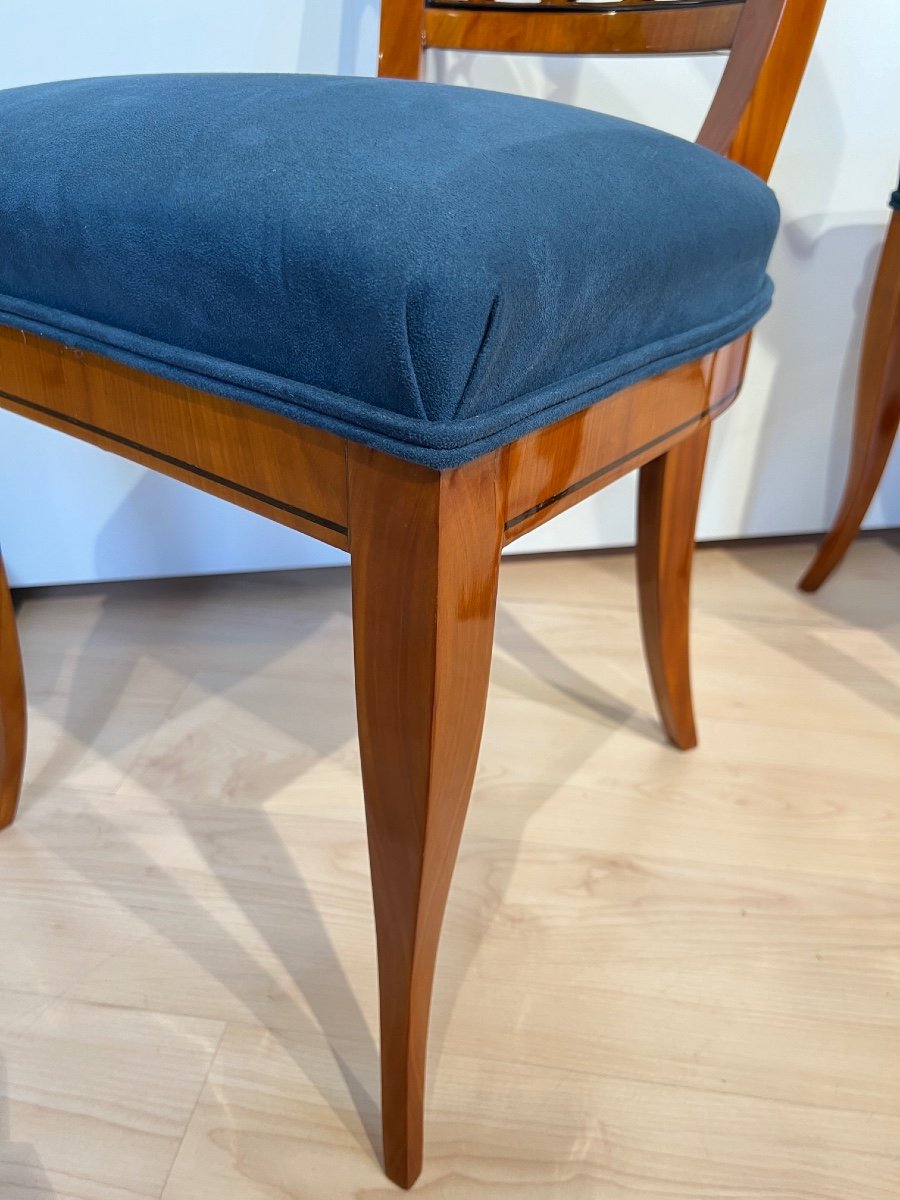 Pair Of Biedermeier Chairs, Cherry Veneer, South Germany Circa 1840-photo-5