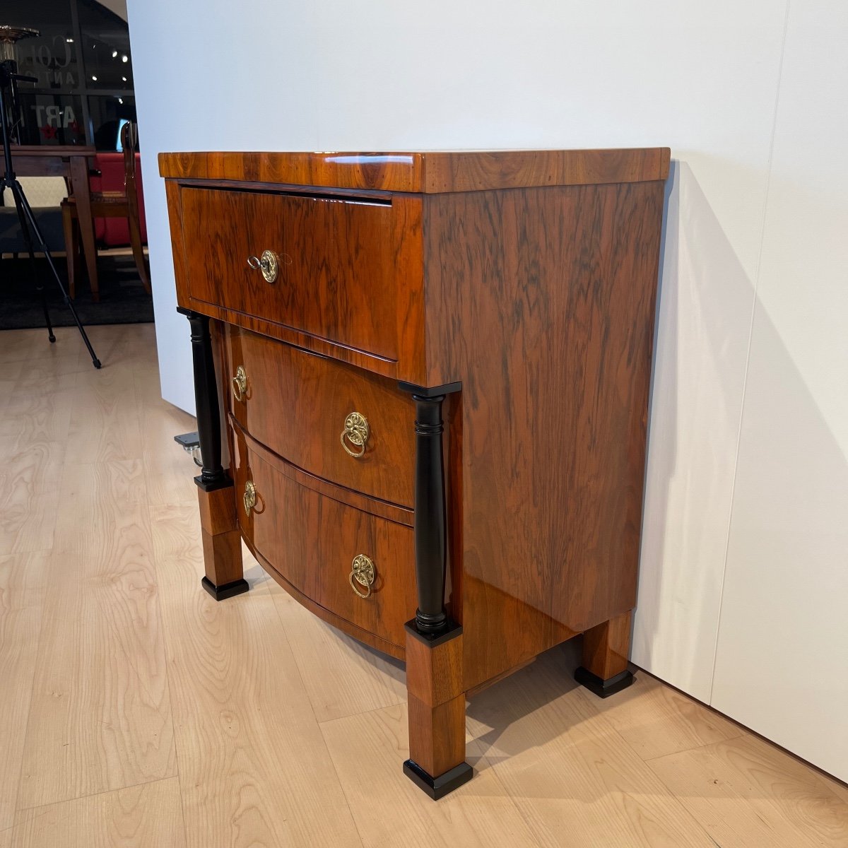 Small Biedermeier Commode, Walnut, Columns, Austria/vienna Circa 1830-photo-1