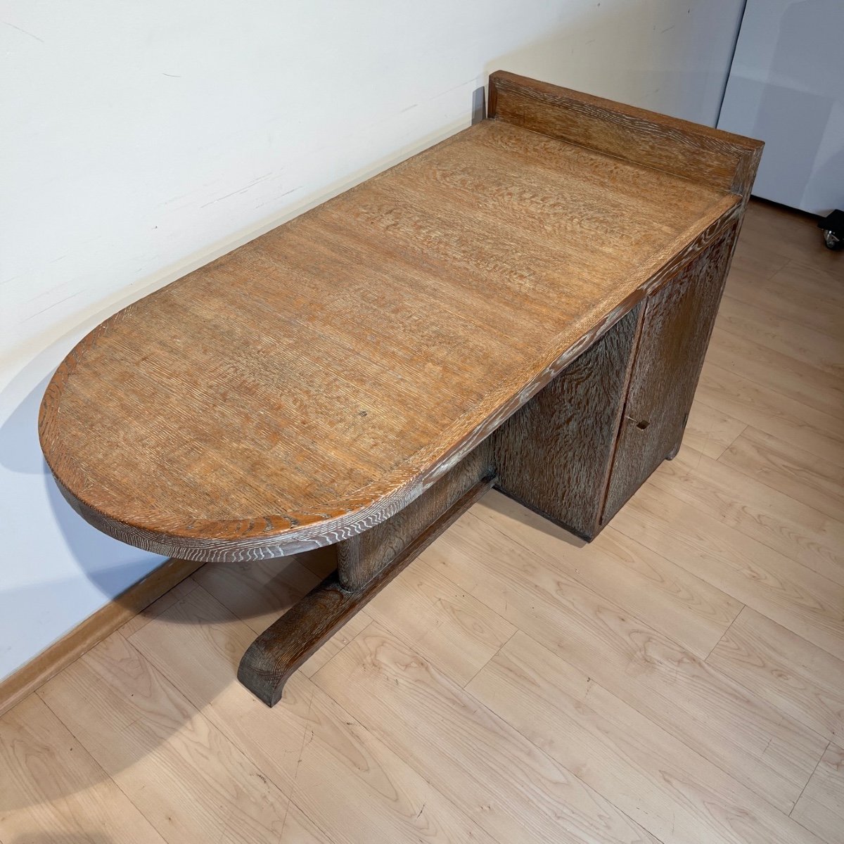 Art Deco Desk By De Coene Frères, Limed Oak, Belgium Circa 1935-photo-1