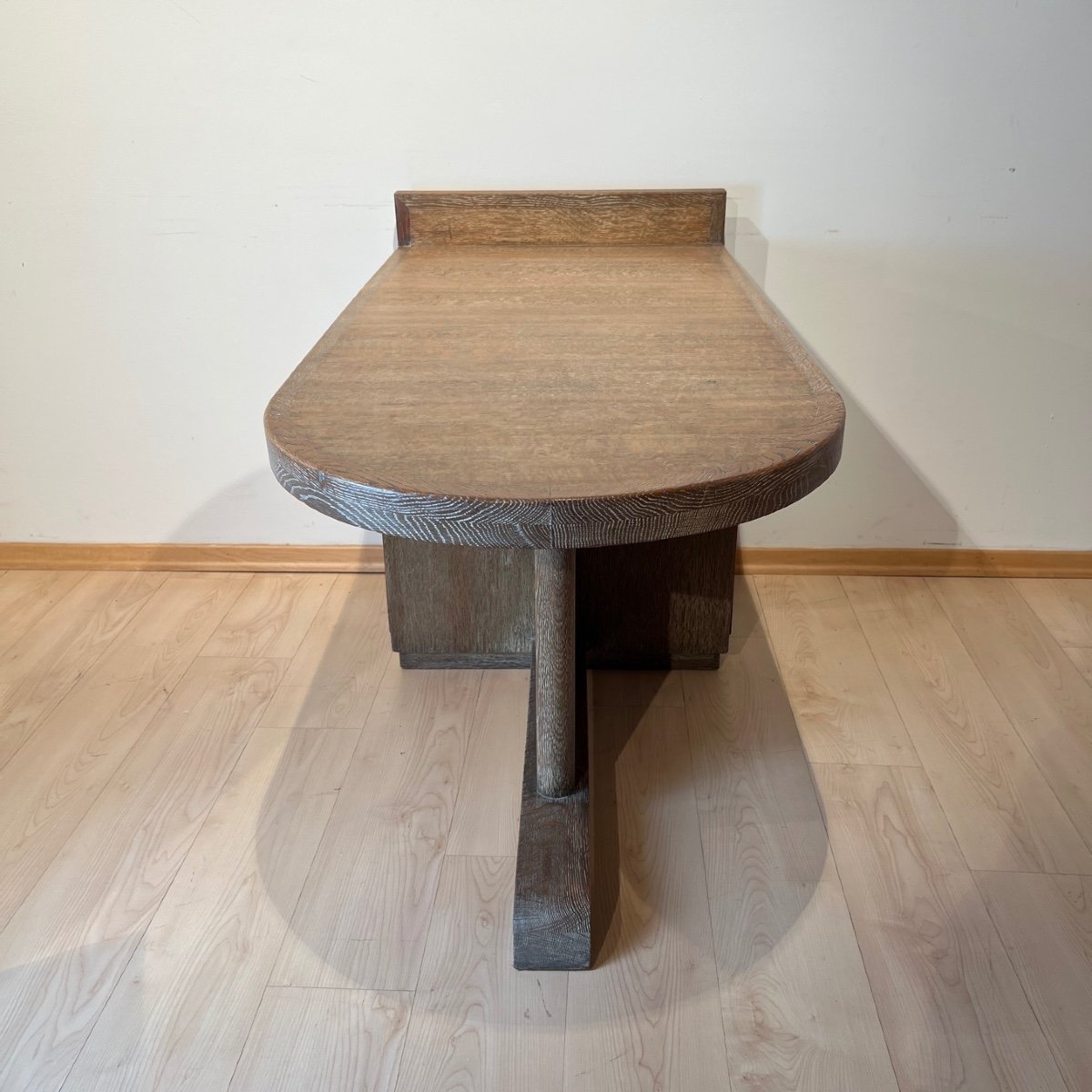 Art Deco Desk By De Coene Frères, Limed Oak, Belgium Circa 1935-photo-5