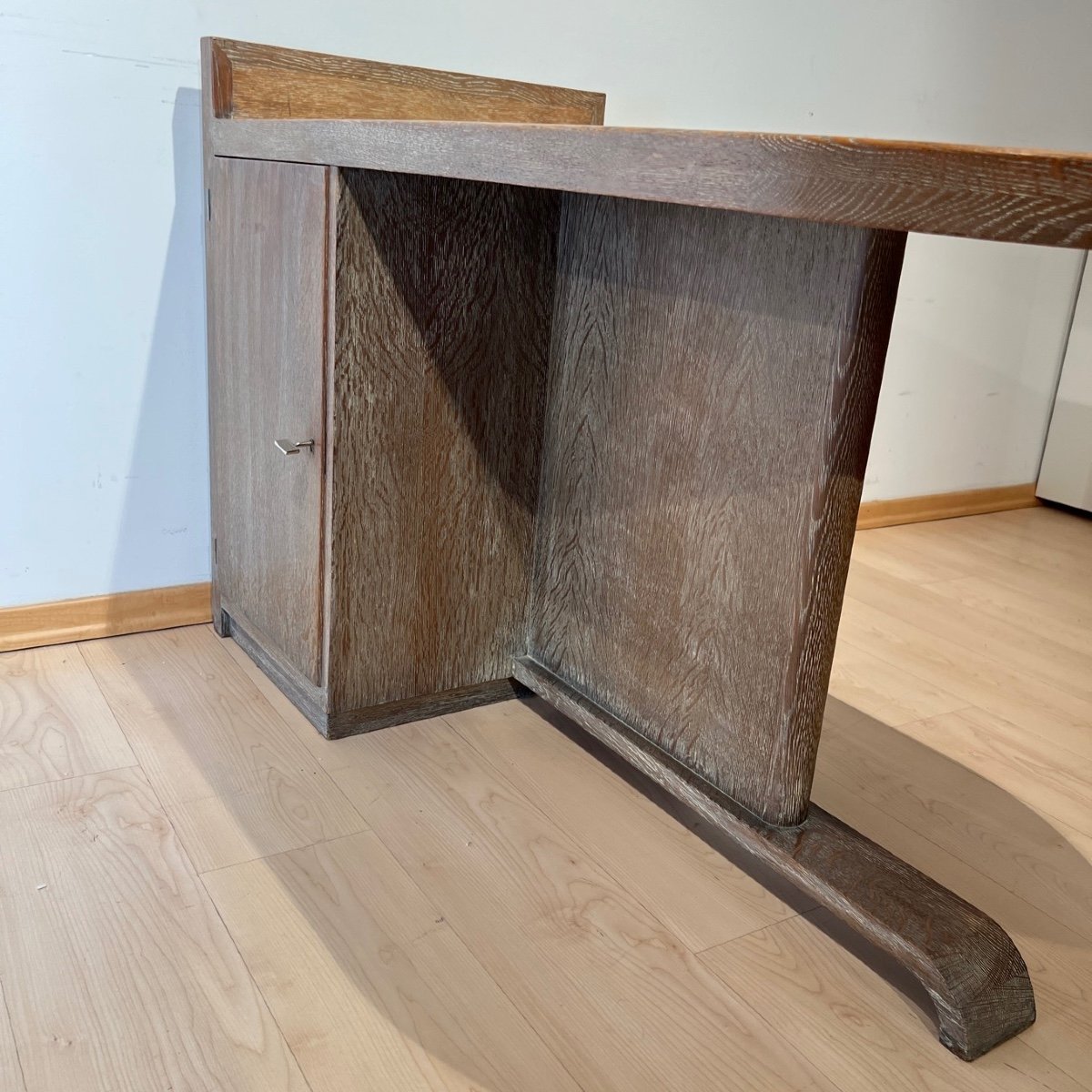 Art Deco Desk By De Coene Frères, Limed Oak, Belgium Circa 1935-photo-6