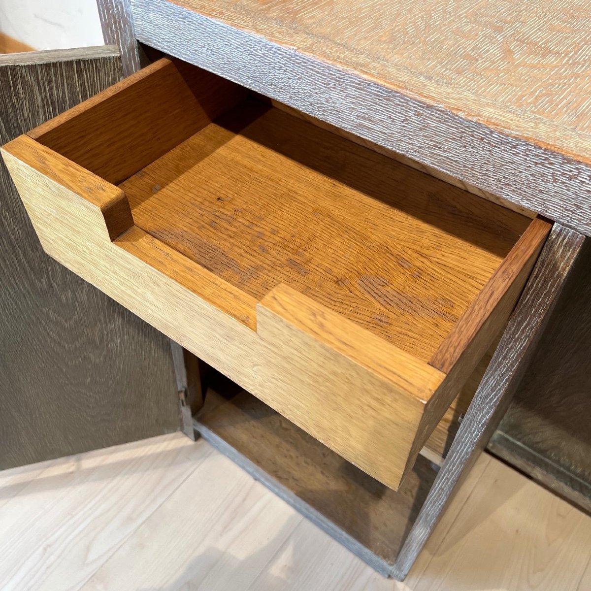 Art Deco Desk By De Coene Frères, Limed Oak, Belgium Circa 1935-photo-7