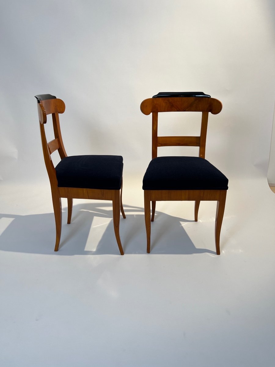 Suite Of 5 Biedermeier Chairs, Cherry Wood, Germany Circa 1830-photo-2