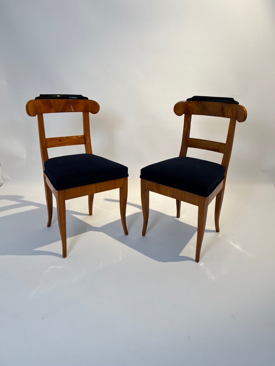 Suite Of 5 Biedermeier Chairs, Cherry Wood, Germany Circa 1830-photo-3