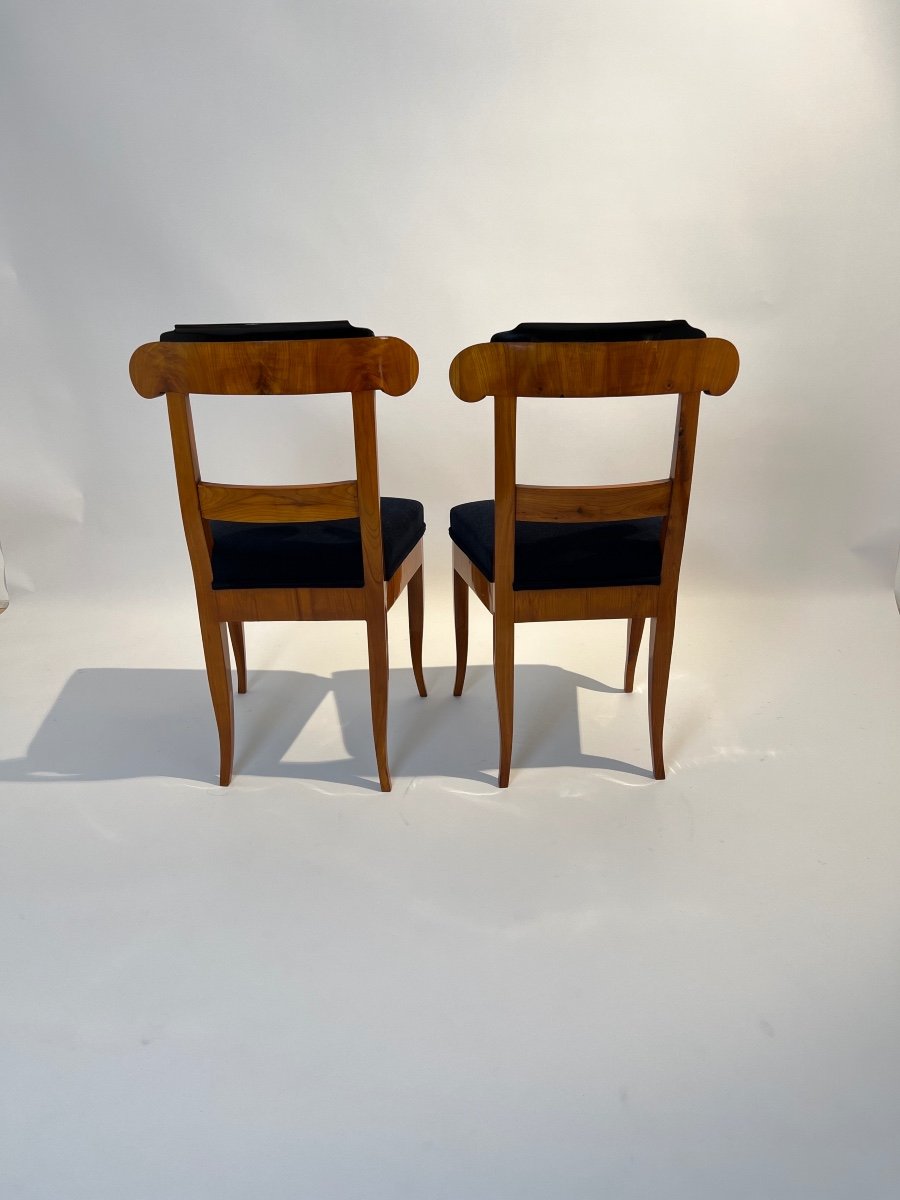 Suite Of 5 Biedermeier Chairs, Cherry Wood, Germany Circa 1830-photo-5