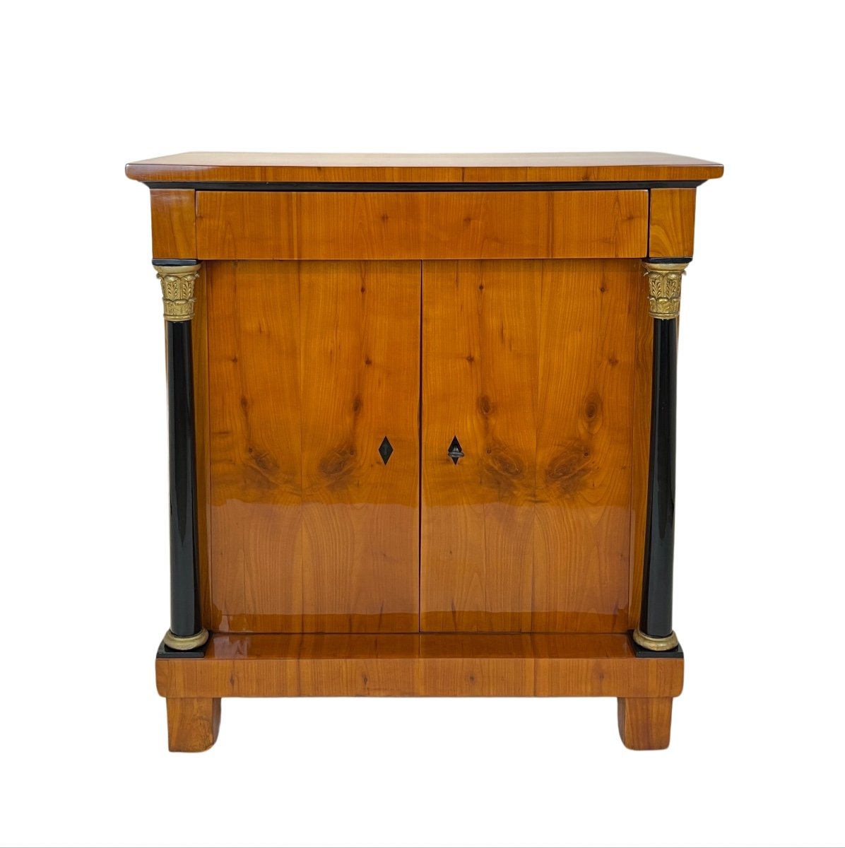 Biedermeier Small Cabinet, Cherry, Solid Columns, Southern Germany Circa 1820