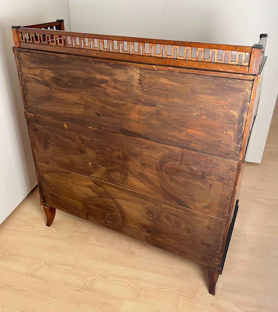 Biedermeier Roll- Top Desk, Cherry Veneer, Ink, Brass, South Germany Circa 1820-photo-7