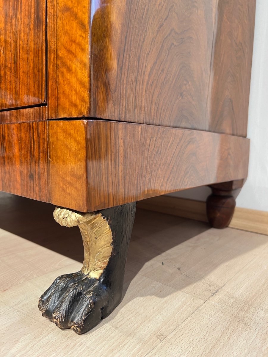 Biedermeier Secretary, Walnut, Maple, Paw Feet, Austria Circa 1820-photo-2