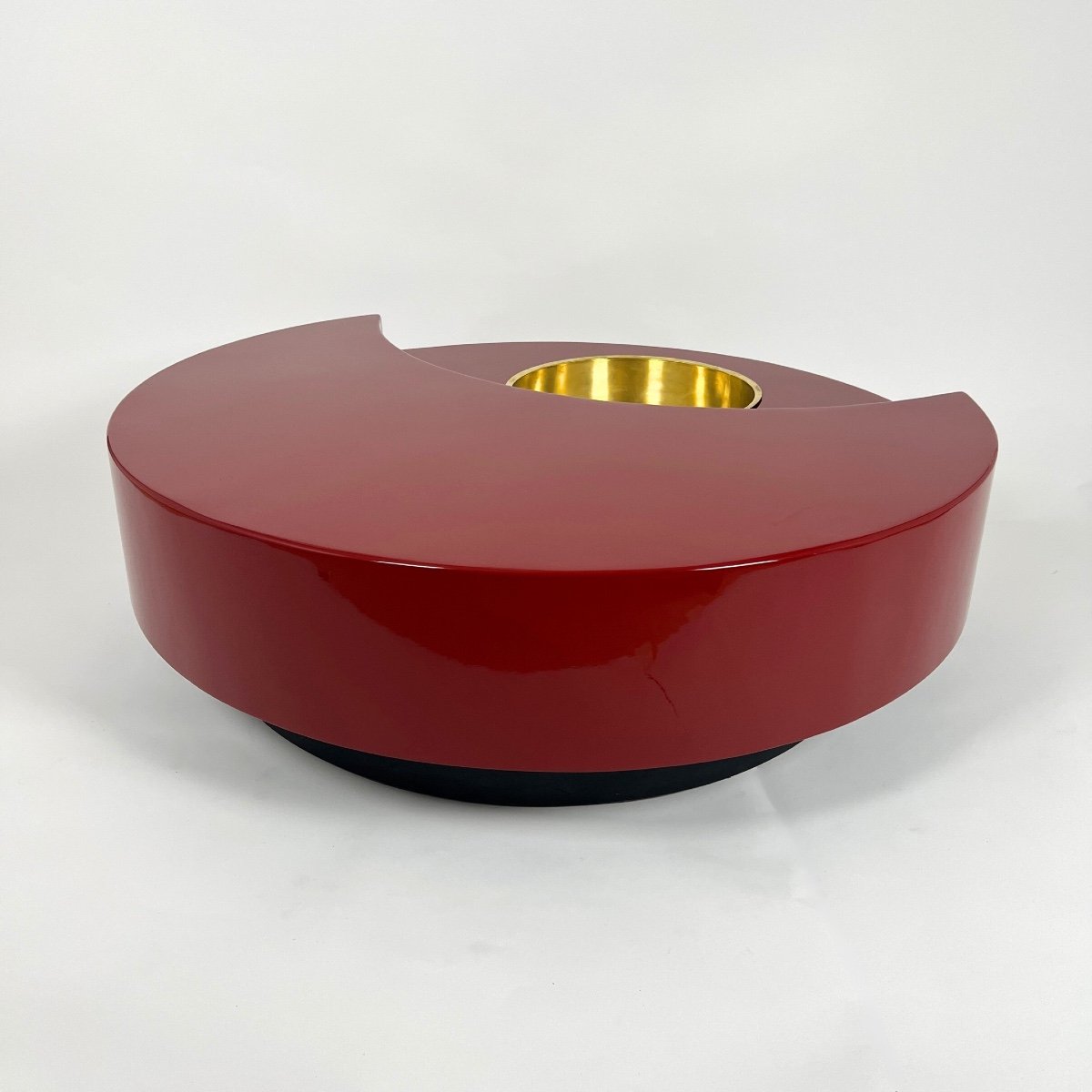 'trg' Coffee Table By Willy Rizzo, Red Lacquer And Brass, Italy, 1969-photo-2