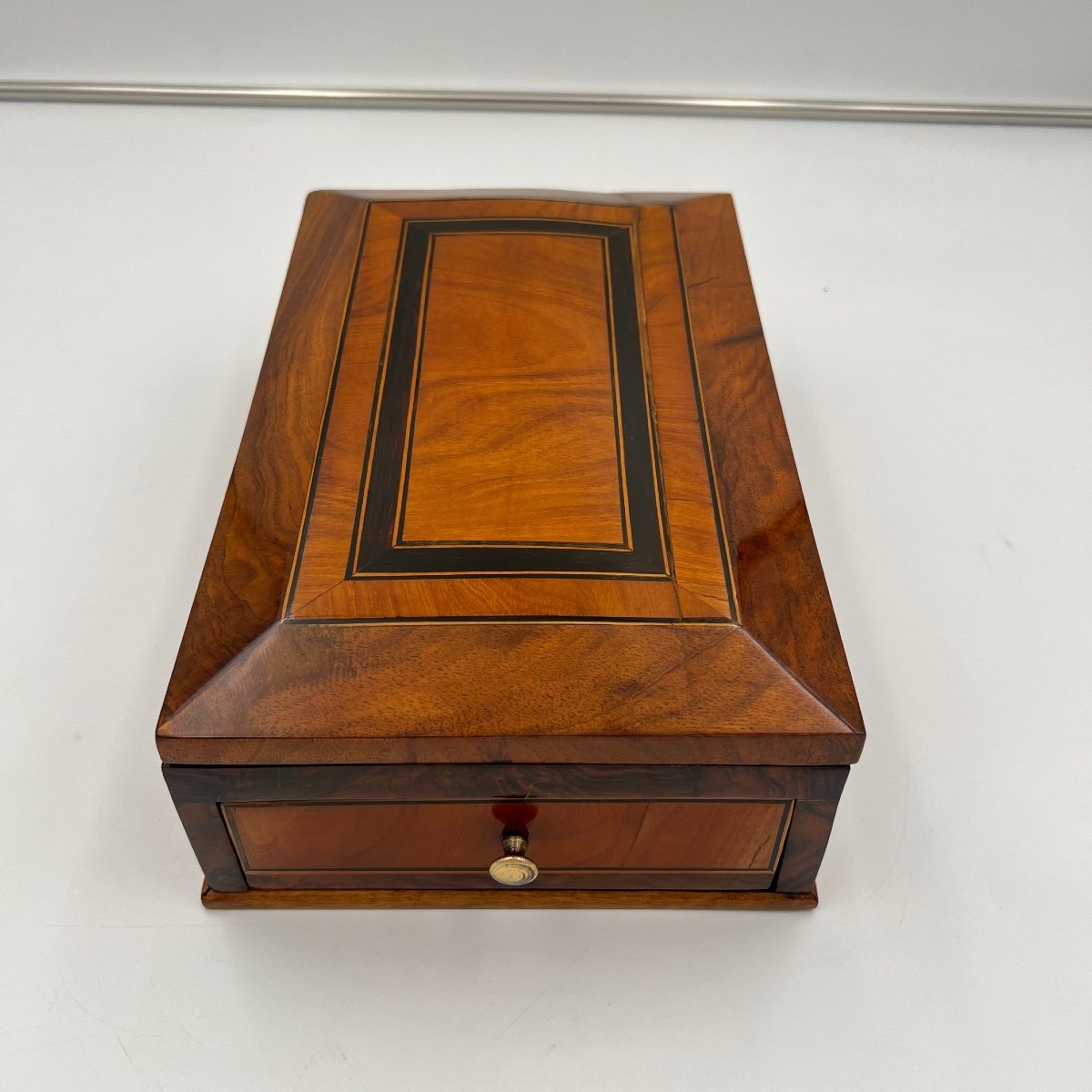 Biedermeier Jewelry Box, Walnut, Ebony, Maple, South Germany Circa 1830-photo-2