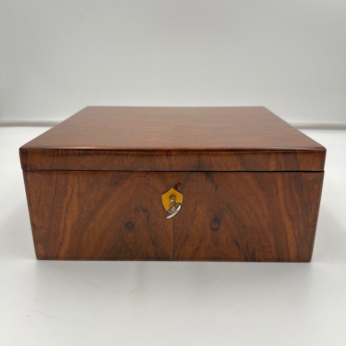 Biedermeier Box, Walnut, Horn, South Germany Circa 1825-photo-2