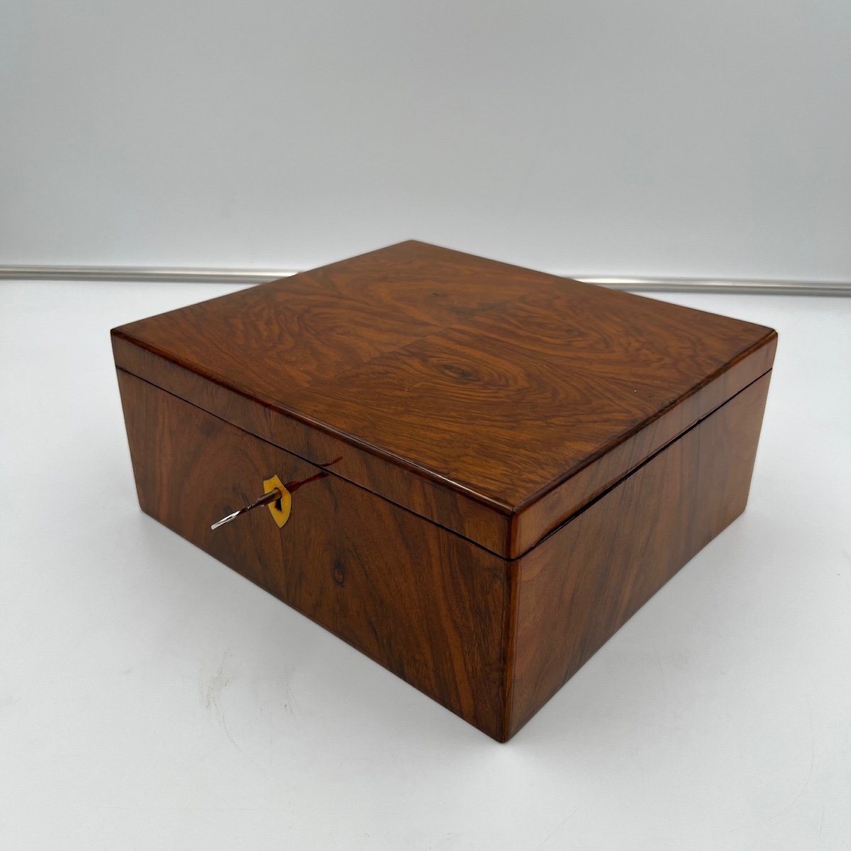 Biedermeier Box, Walnut, Horn, South Germany Circa 1825-photo-3