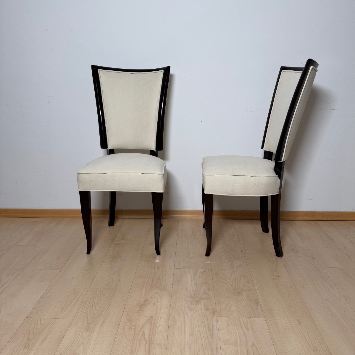 Table De Salle à Manger Art Déco Avec 10 Chaises, Macassar, Laiton, Paris Circa 1930-photo-7