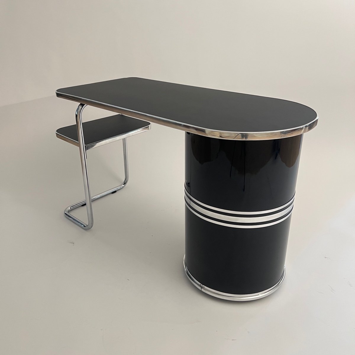 Petit Bureau De Mauser Waldeck, Laque Noire, Acier Tubulaire, Allemagne, 1954-photo-4