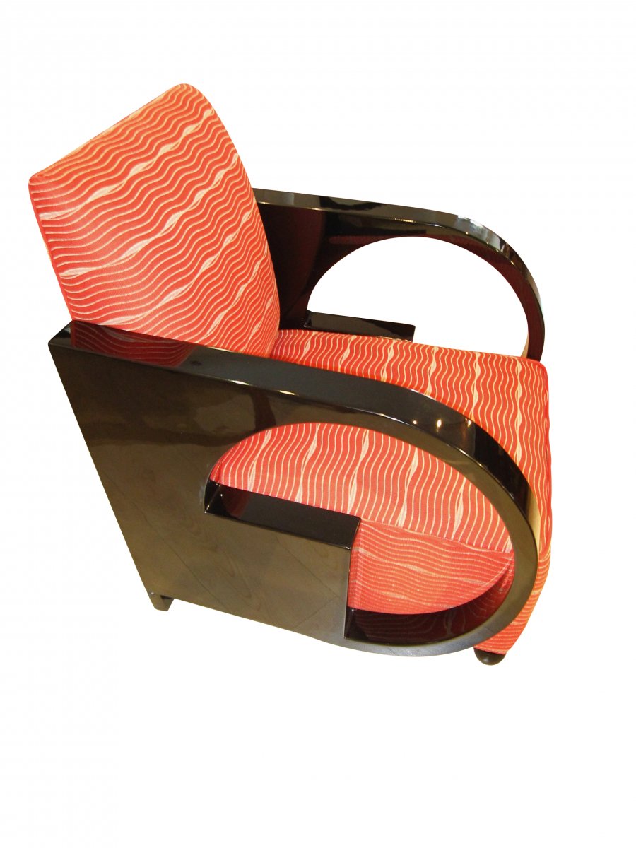 Art Deco Club Chair, Black Lacquer, France Circa 1930-photo-2