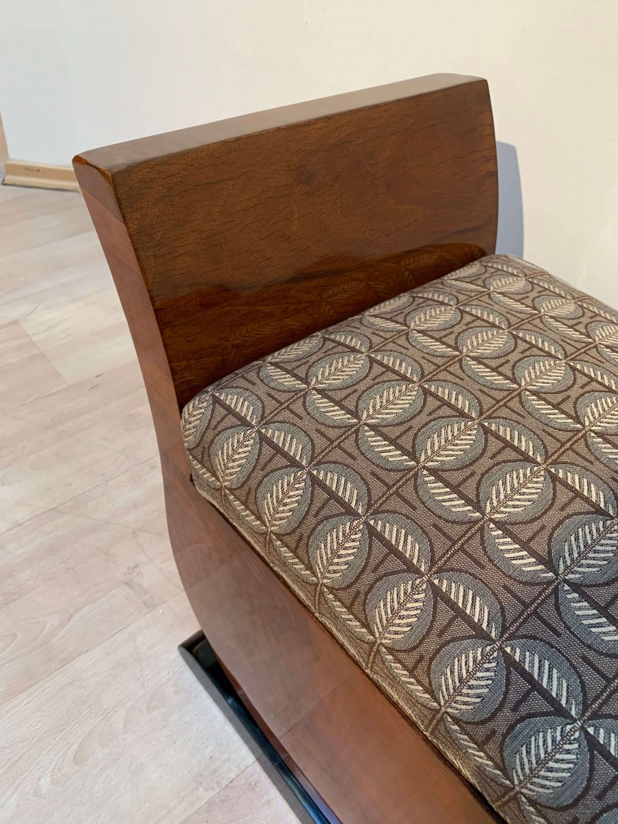 Art Deco Stool In The Shape Of A Lyre, Walnut Veneer, France Circa 1930-photo-4