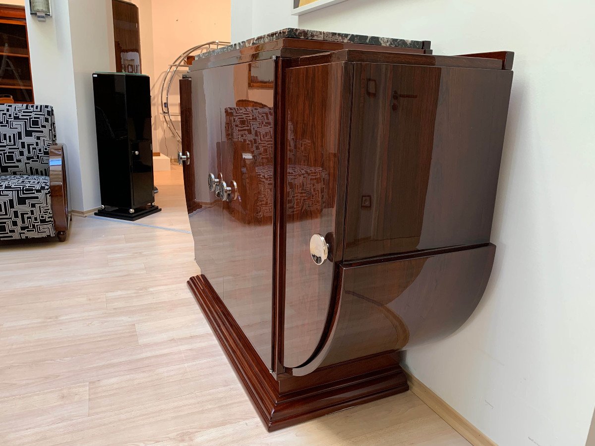 Large Art Deco Sideboard, Rosewood, Mahogany, Nickel, France Circa 1930-photo-1