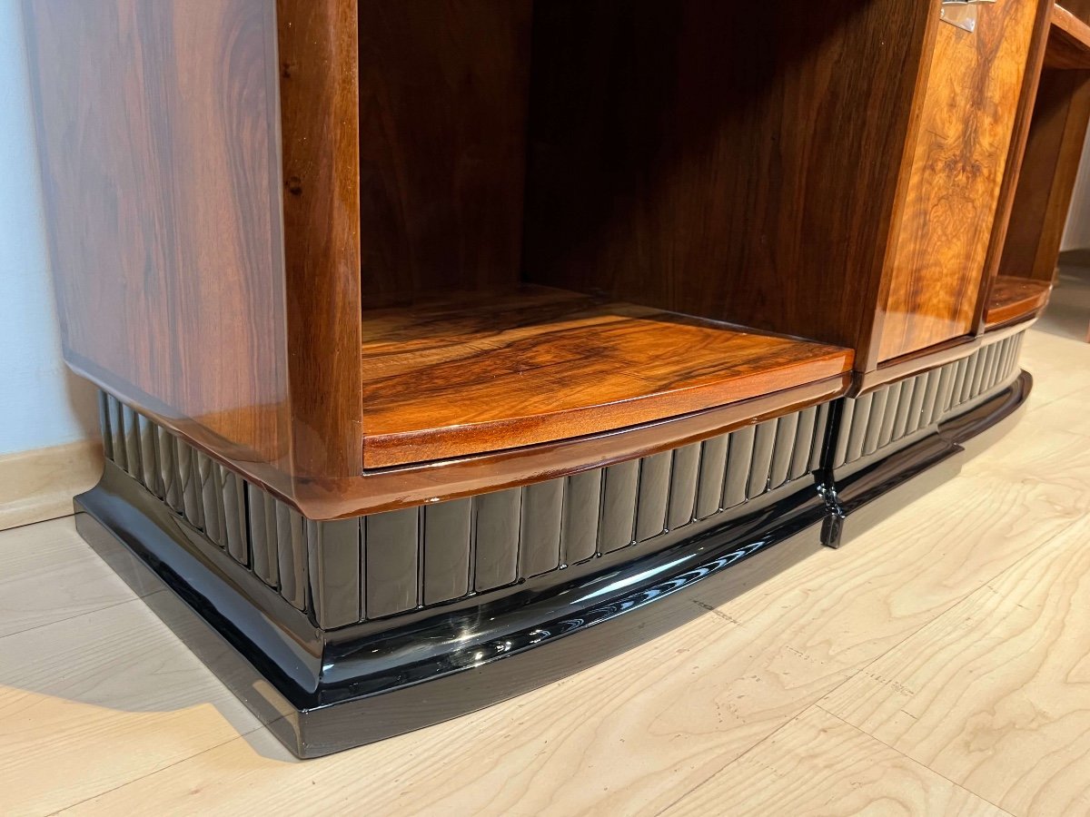 Small Art Deco Sideboard With Open Shelf, Walnut Veneer, France Circa 1930-photo-3