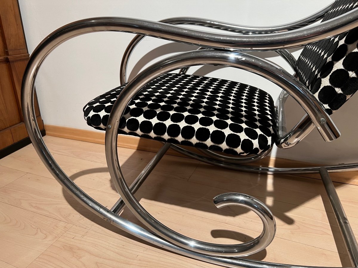 Chaise à Bascule Bauhaus, Acier Tubulaire Chromé, Allemagne Vers 1930-photo-4