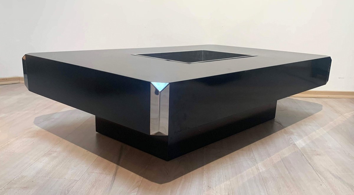 Table Basse Par Willy Rizzo Pour Mario Sabot, Stratifié Sur Bois, Chrome, Italie, 1970s-photo-3