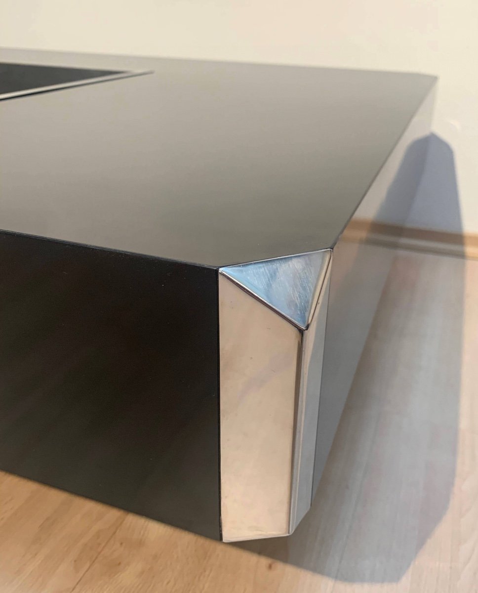 Table Basse Par Willy Rizzo Pour Mario Sabot, Stratifié Sur Bois, Chrome, Italie, 1970s-photo-4