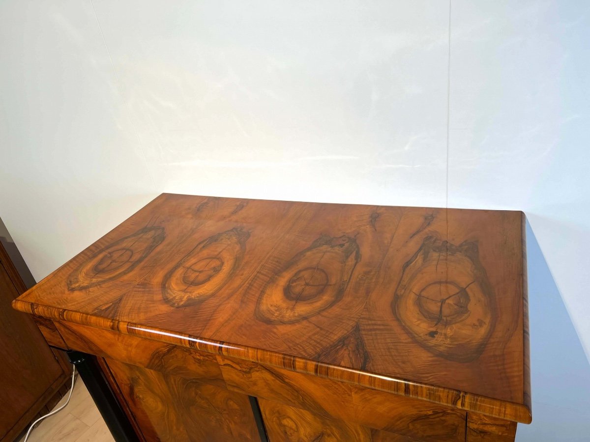 Large Biedermeier Half-cabinet, In Walnut And Cabinetwork, South Germany Around 1820-photo-2